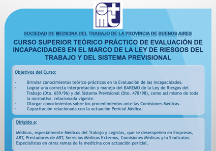 Curso Superior de Evaluación de Discapacidades de SMTBA