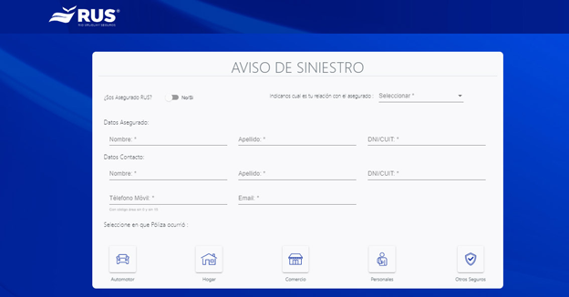RUS incorporó una nueva función de aviso de siniestro en su web