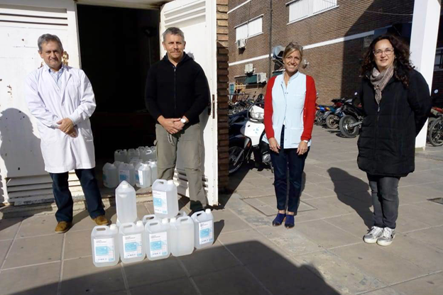 RUS donó 235 litros de desinfectante para manos al Hospital Urquiza