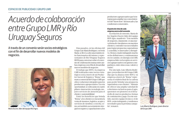 Acuerdo de colaboración entre Grupo LMR y Río Uruguay Seguros