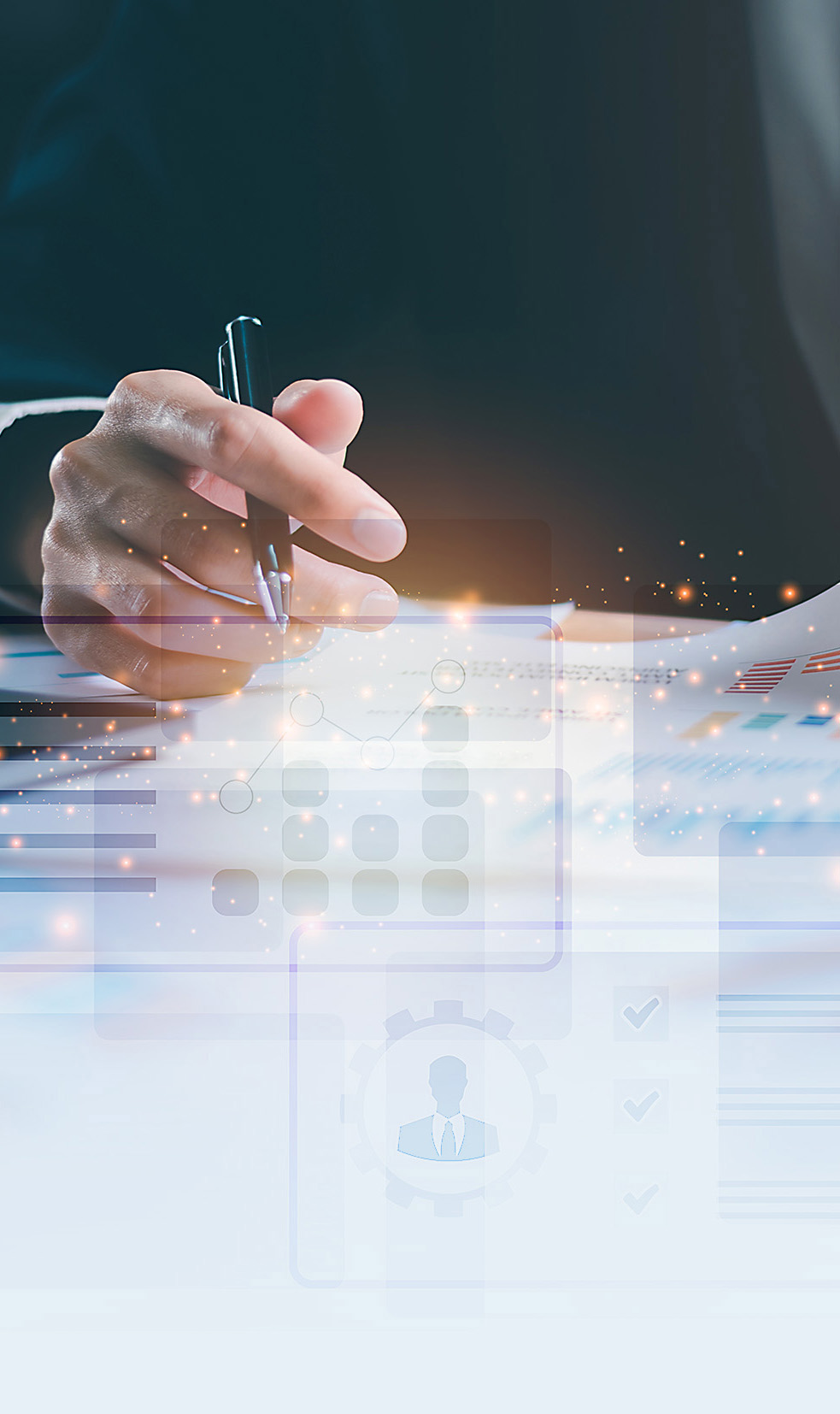 business people read business statistics chart reports to analyz